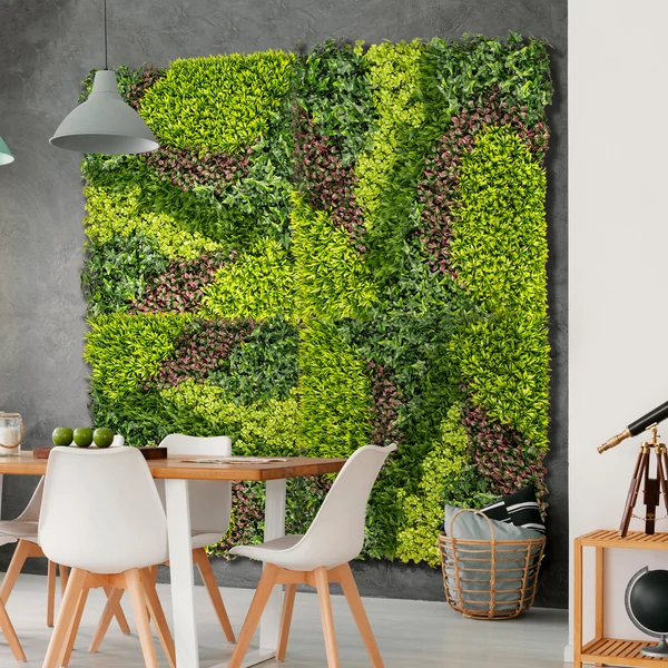 Nortene Vertical Costa műanyag zöldfal színes levelekkel és cikk-cakk mintával (100x100cm)