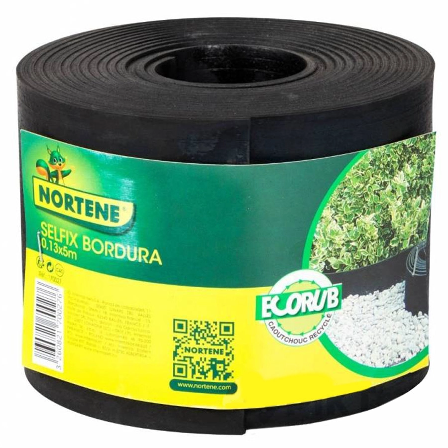 Nortene Selfix Bordura újrahasznosított gumi ágyásszegély 13cmx5m, fekete